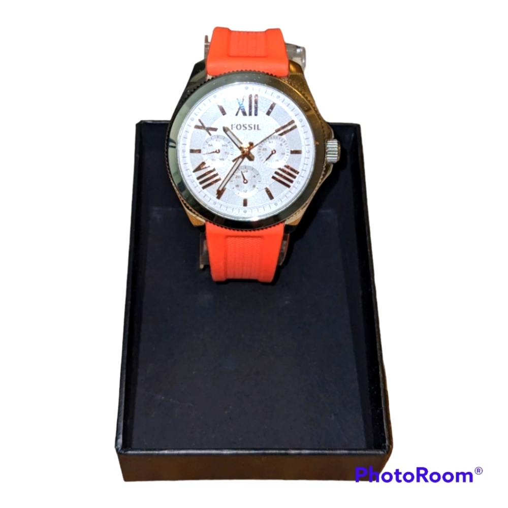 Fossil rose gold and silver watch